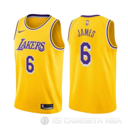 Camiseta LeBron James #6 Los Angeles Lakers Icon 2019 Amarillo - Haga un click en la imagen para cerrar